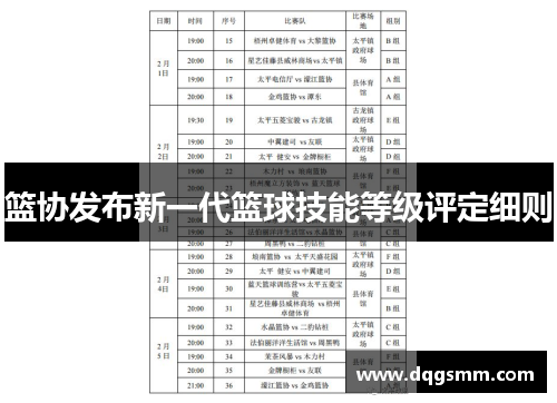 篮协发布新一代篮球技能等级评定细则